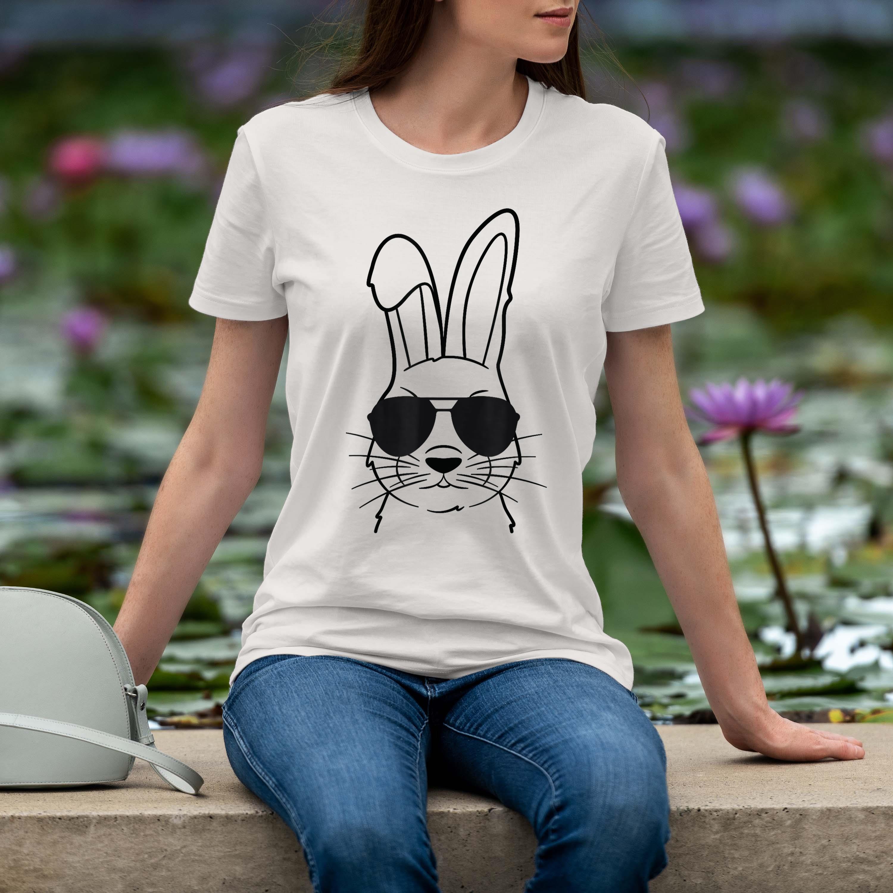 Bunny Face With Sunglasses For Boys Men Kids Easter Day Shirt 